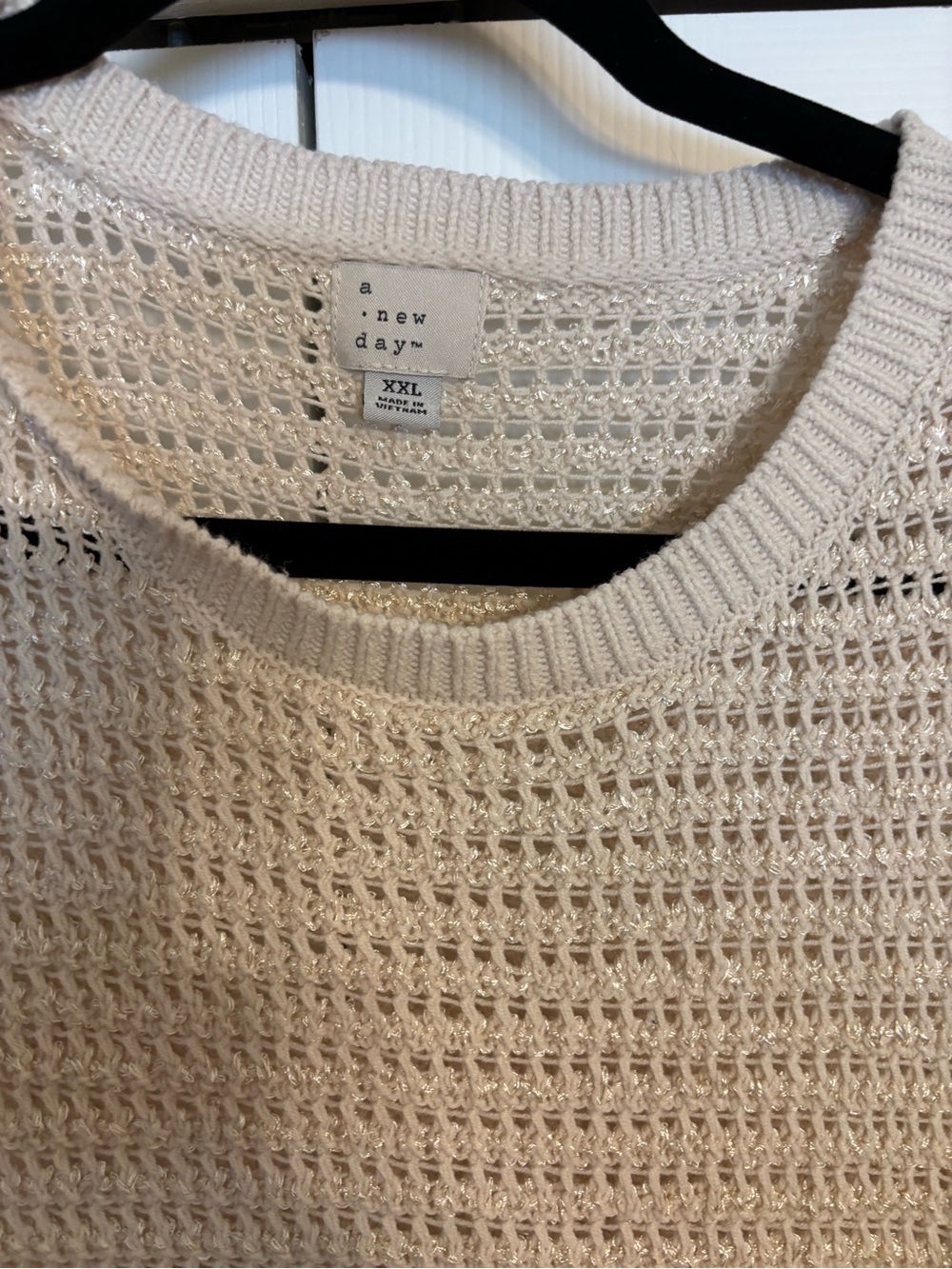 a new day Cream Open-Weave Crewneck Sweater